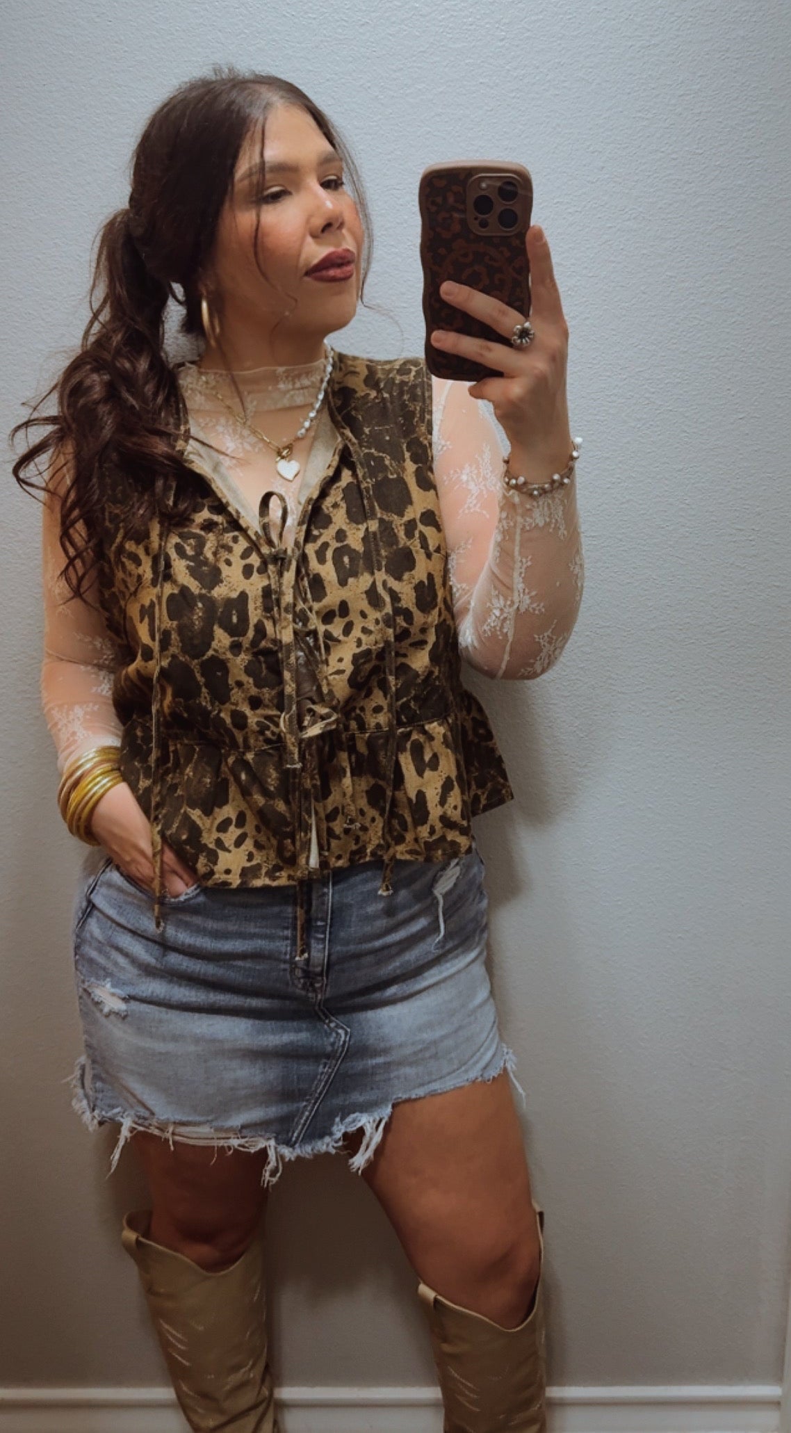 Off-White Lace Mesh Sheer Top