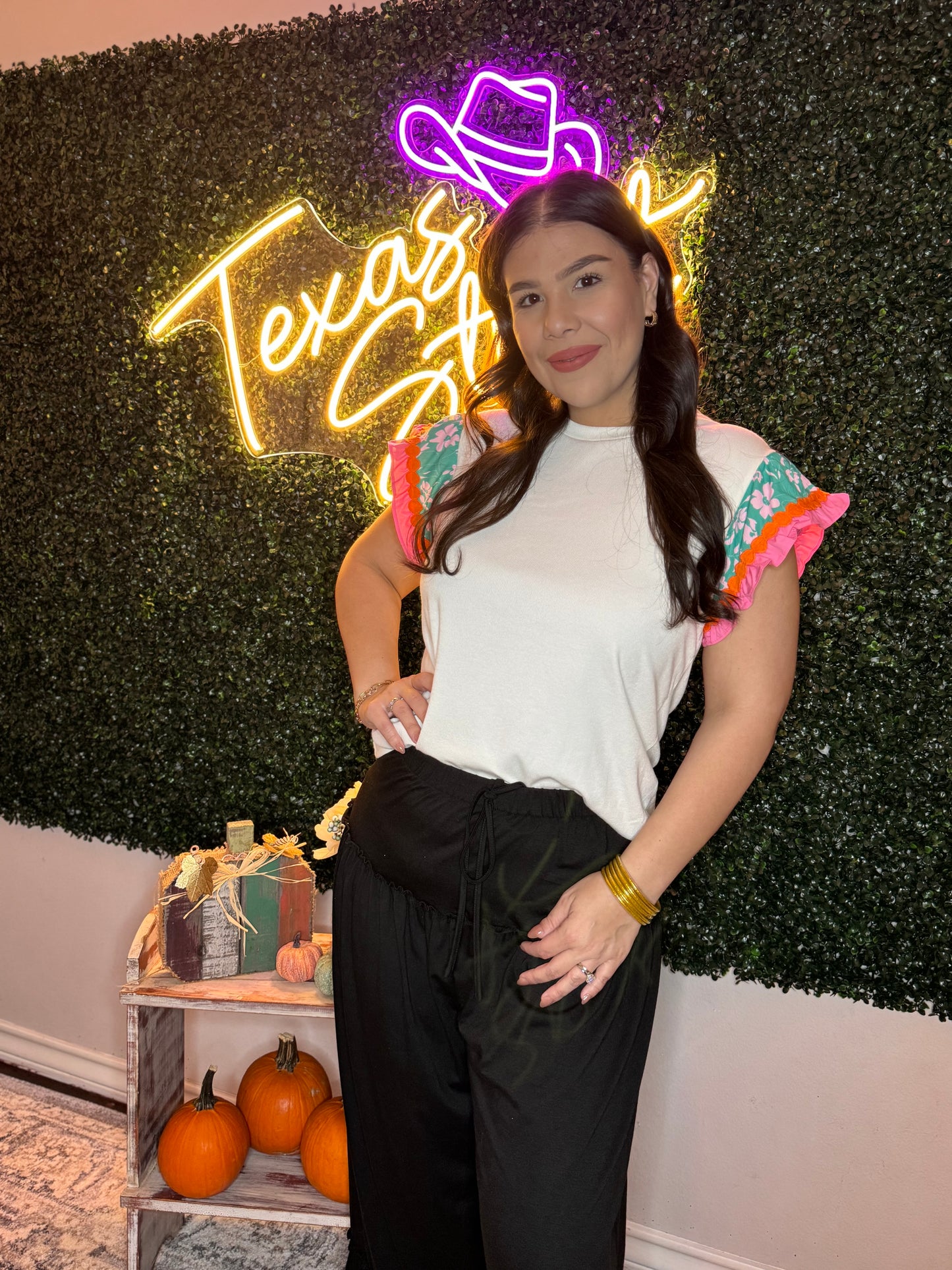 White Viva Ruffle Sleeve Top