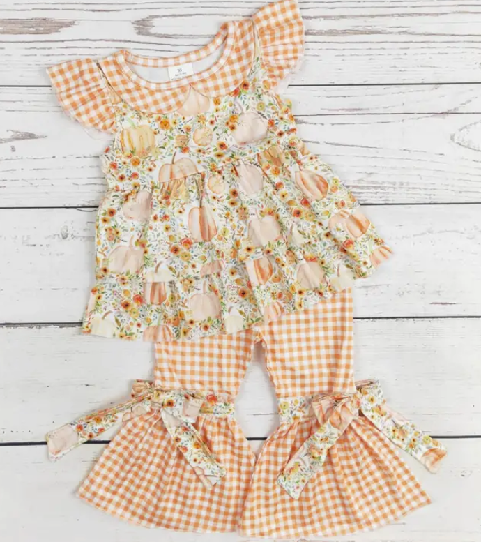 Texas Toddler Pumpkin Top Ruffle Set