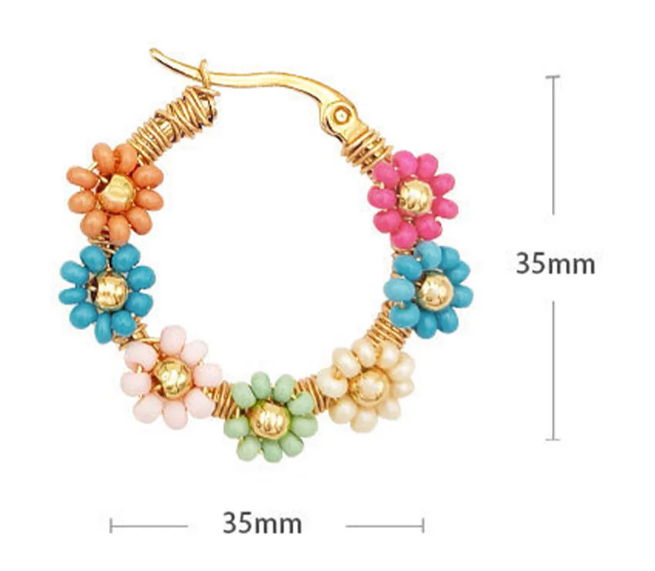Colorful Flower Hoop Earrings