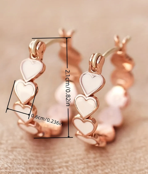 Rose Gold Heart Hoops