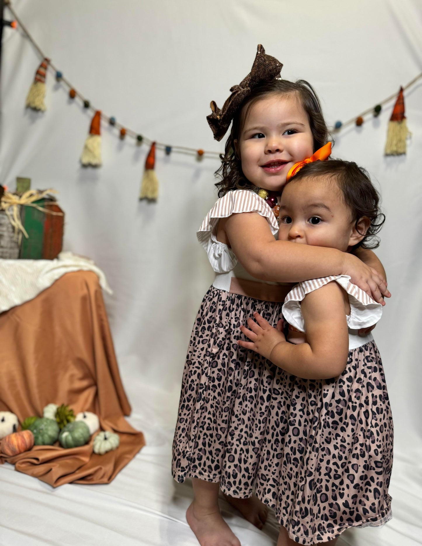 Texas Toddler Cheetahs & Pumpkins Embroidery Dress