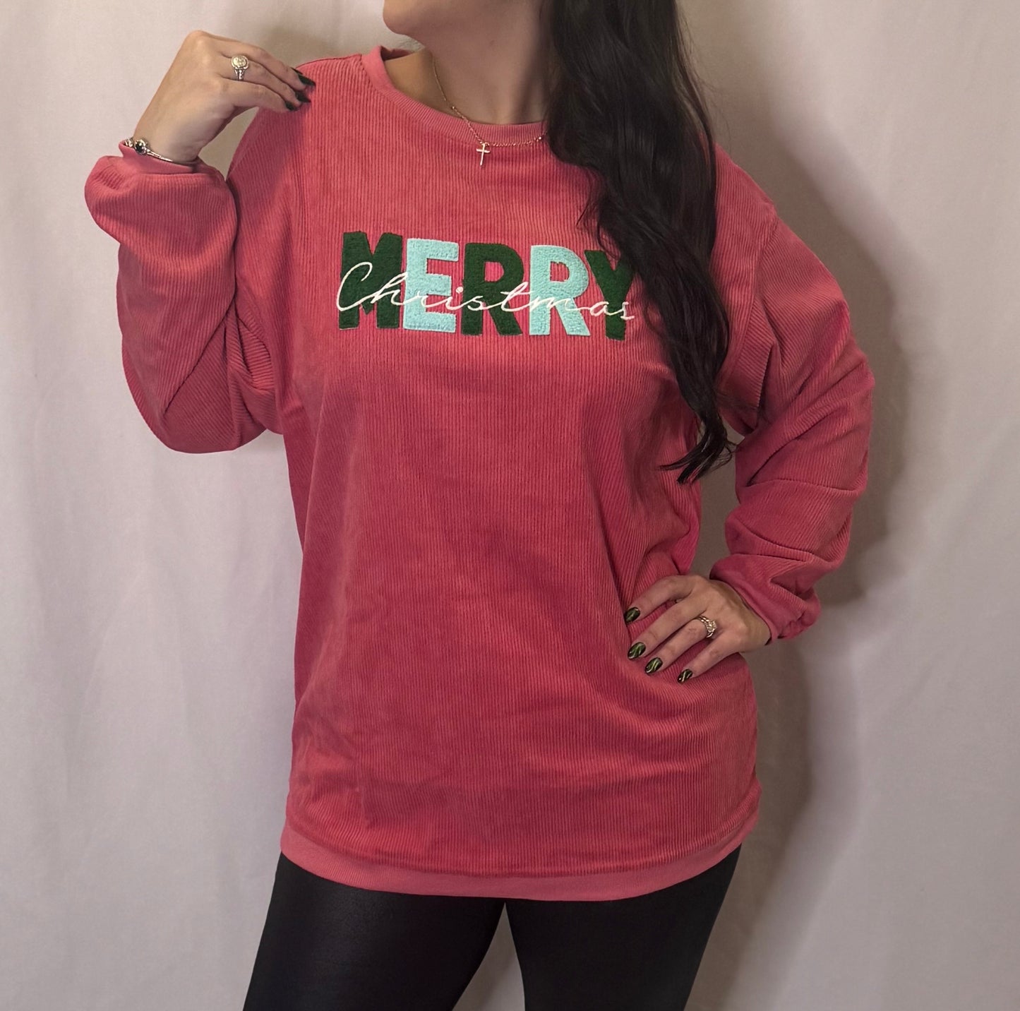 Merry Christmas Chenille Embroidered Sweatshirt