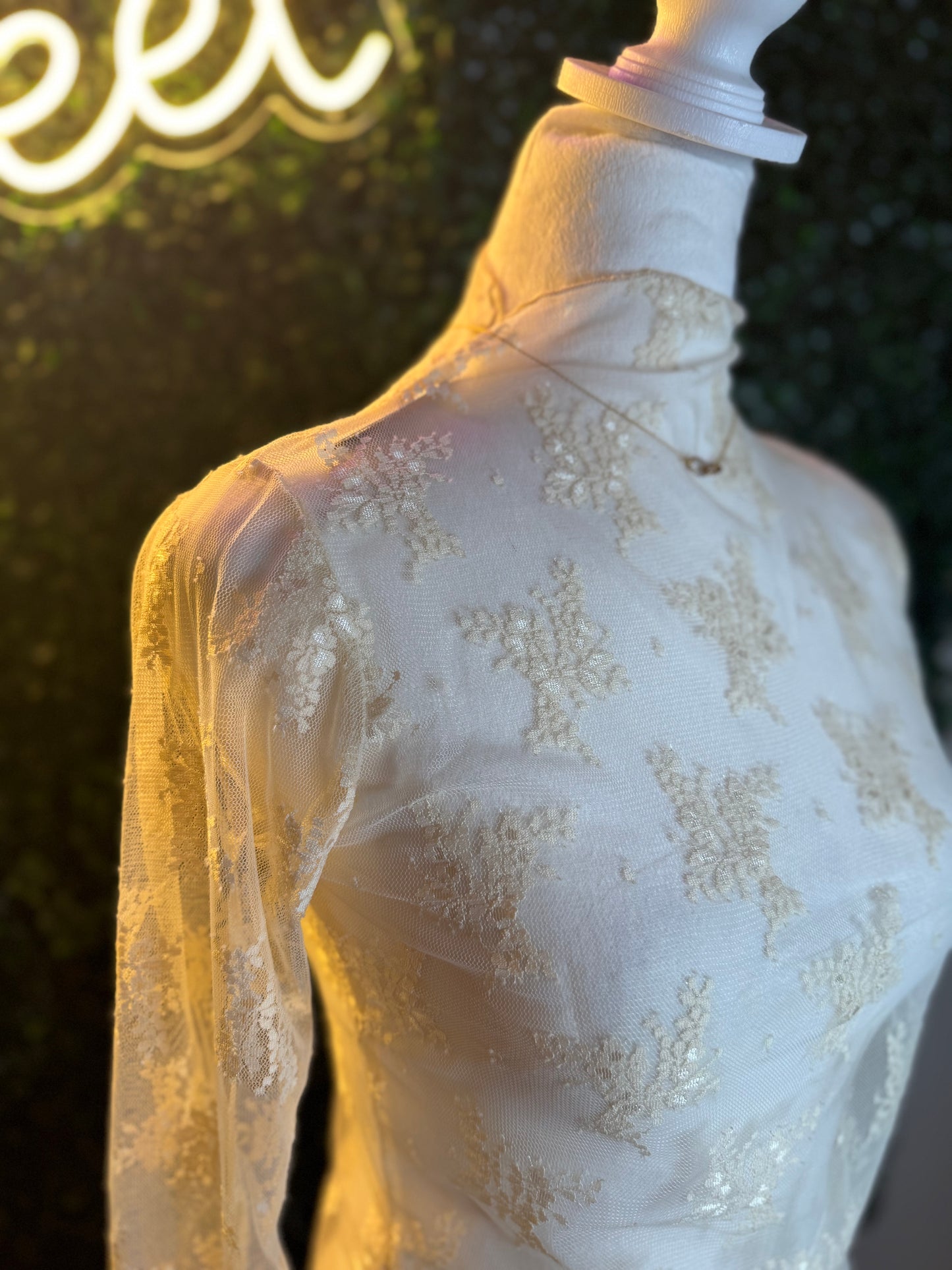 Off-White Lace Mesh Sheer Top