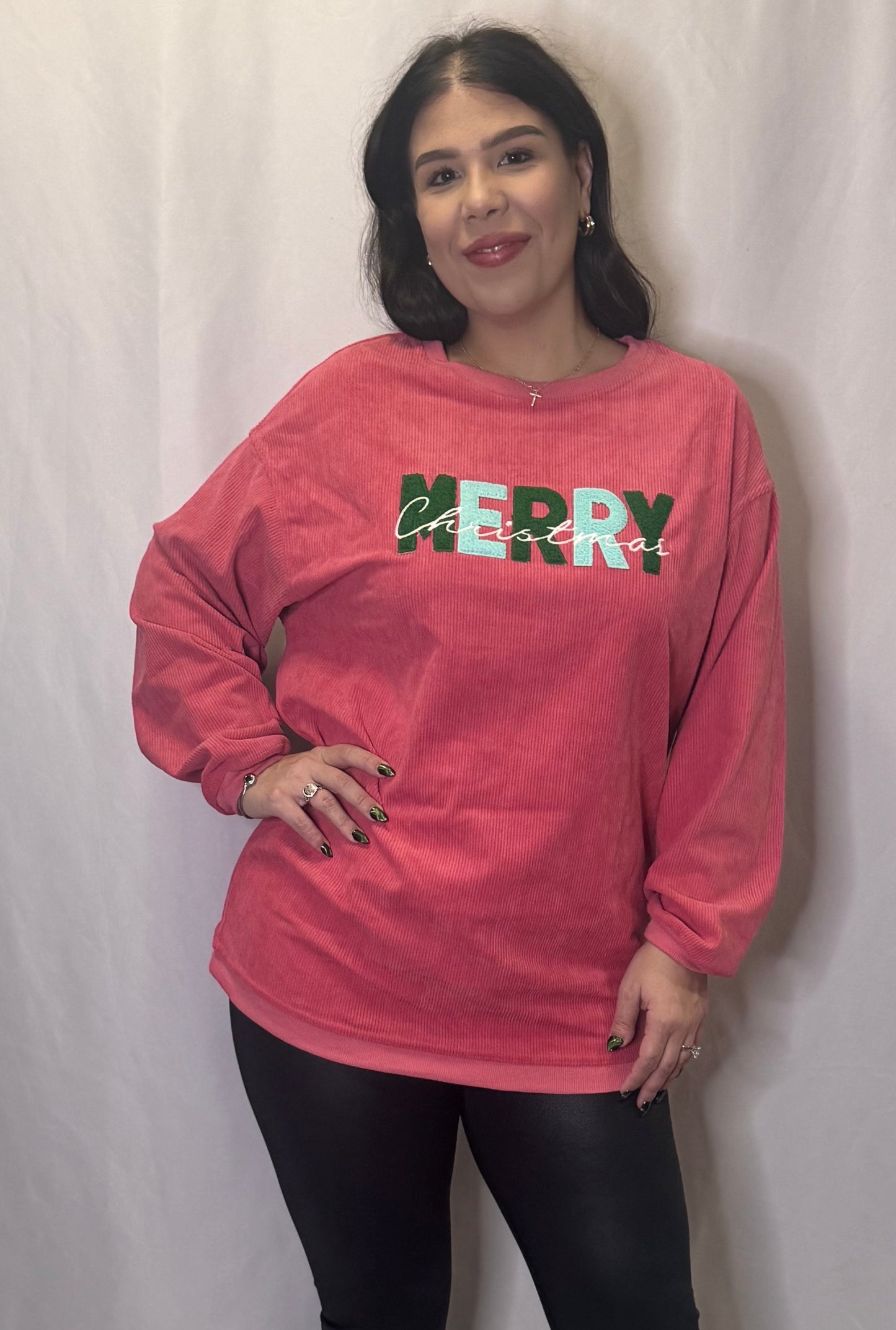 Merry Christmas Chenille Embroidered Sweatshirt