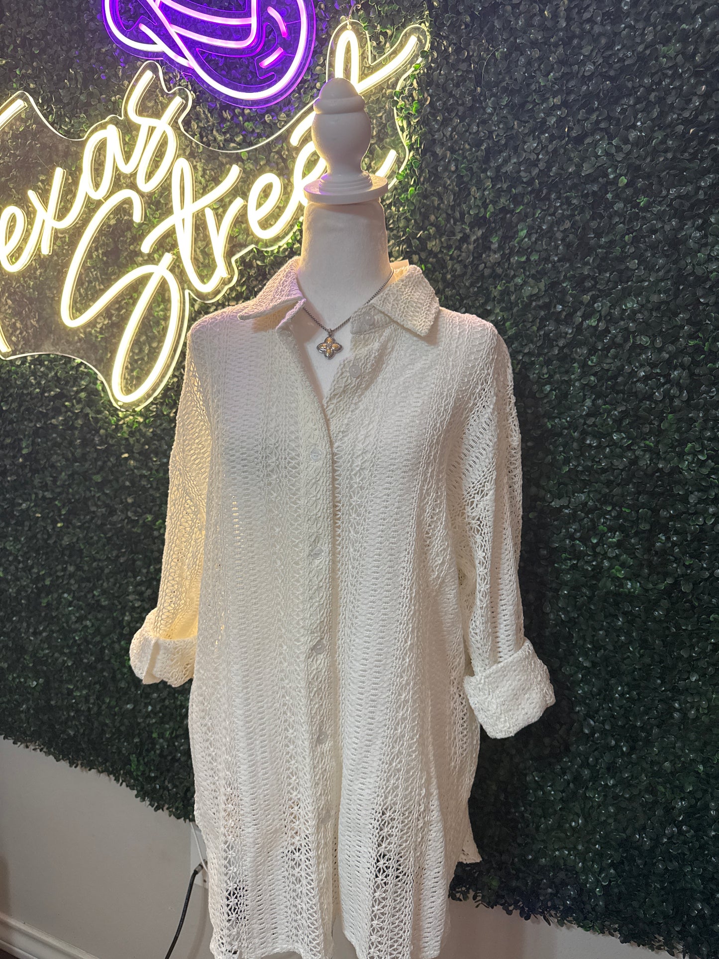 Cream Crochet Tunic