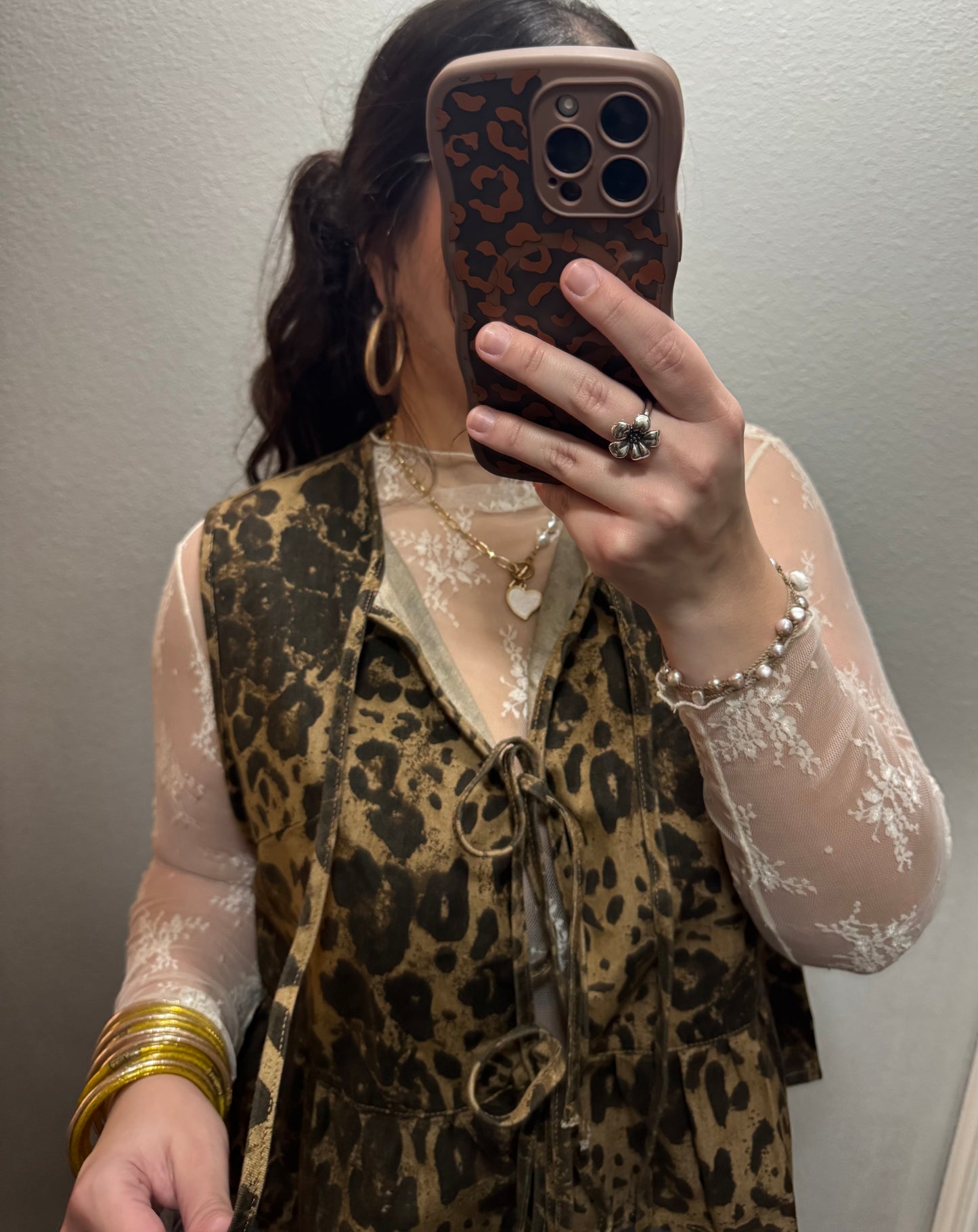 Off-White Lace Mesh Sheer Top