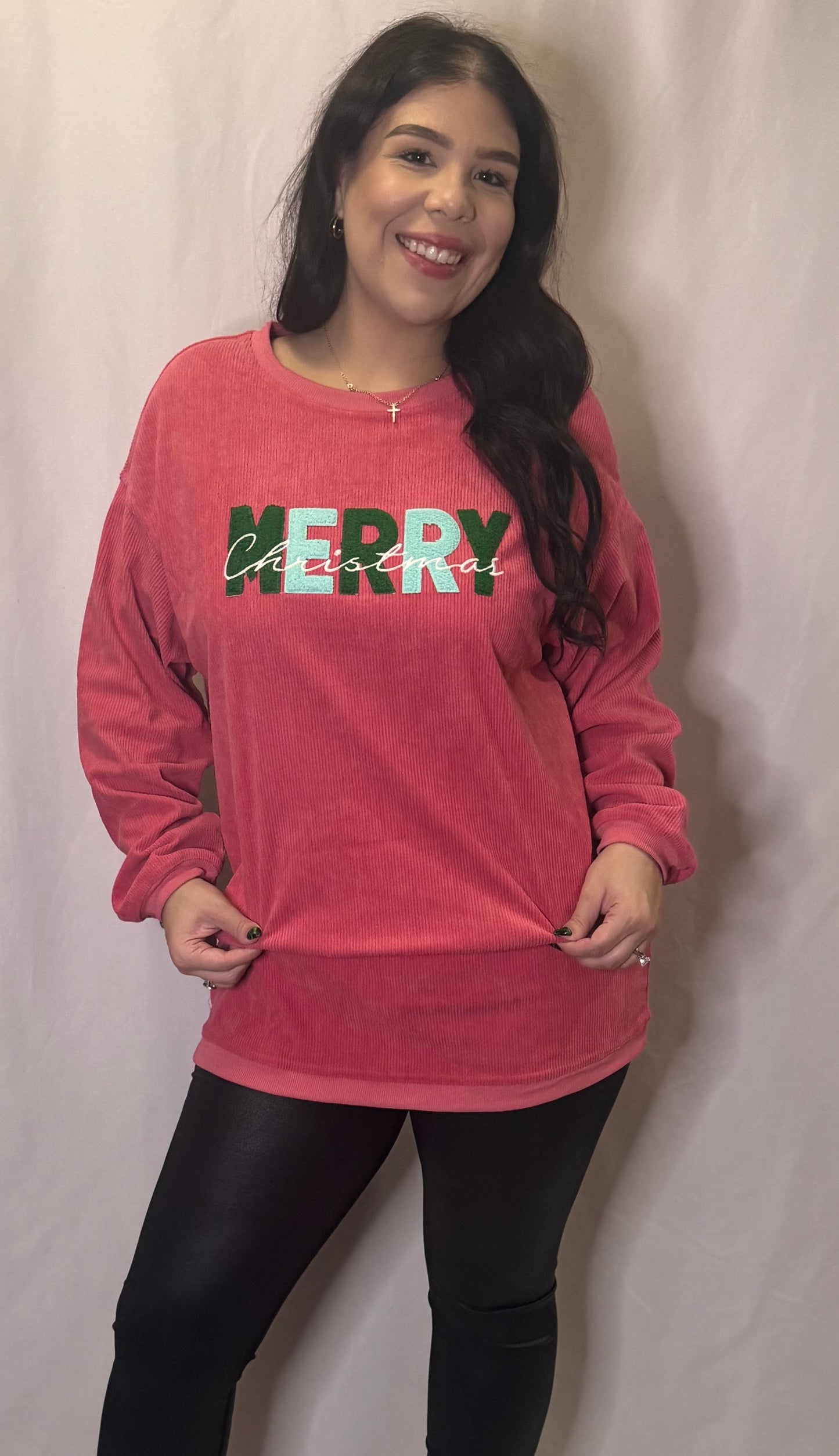 Merry Christmas Chenille Embroidered Sweatshirt