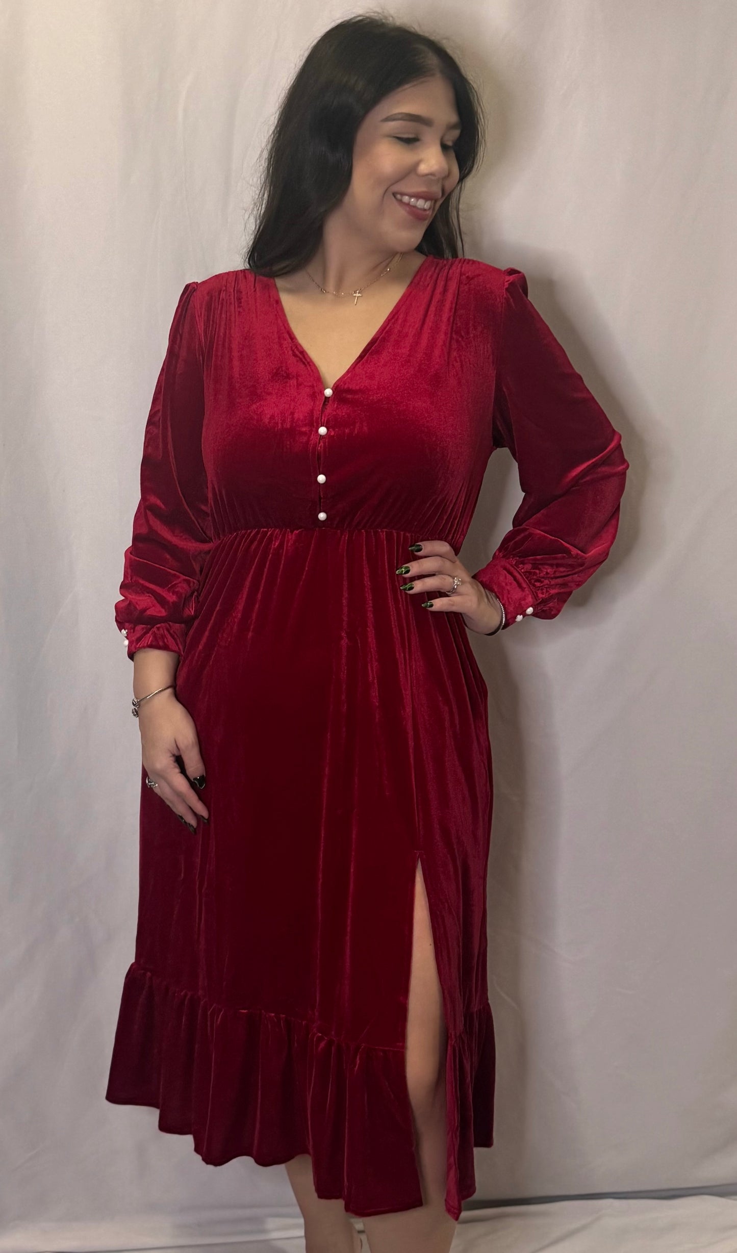 Red velvet dress