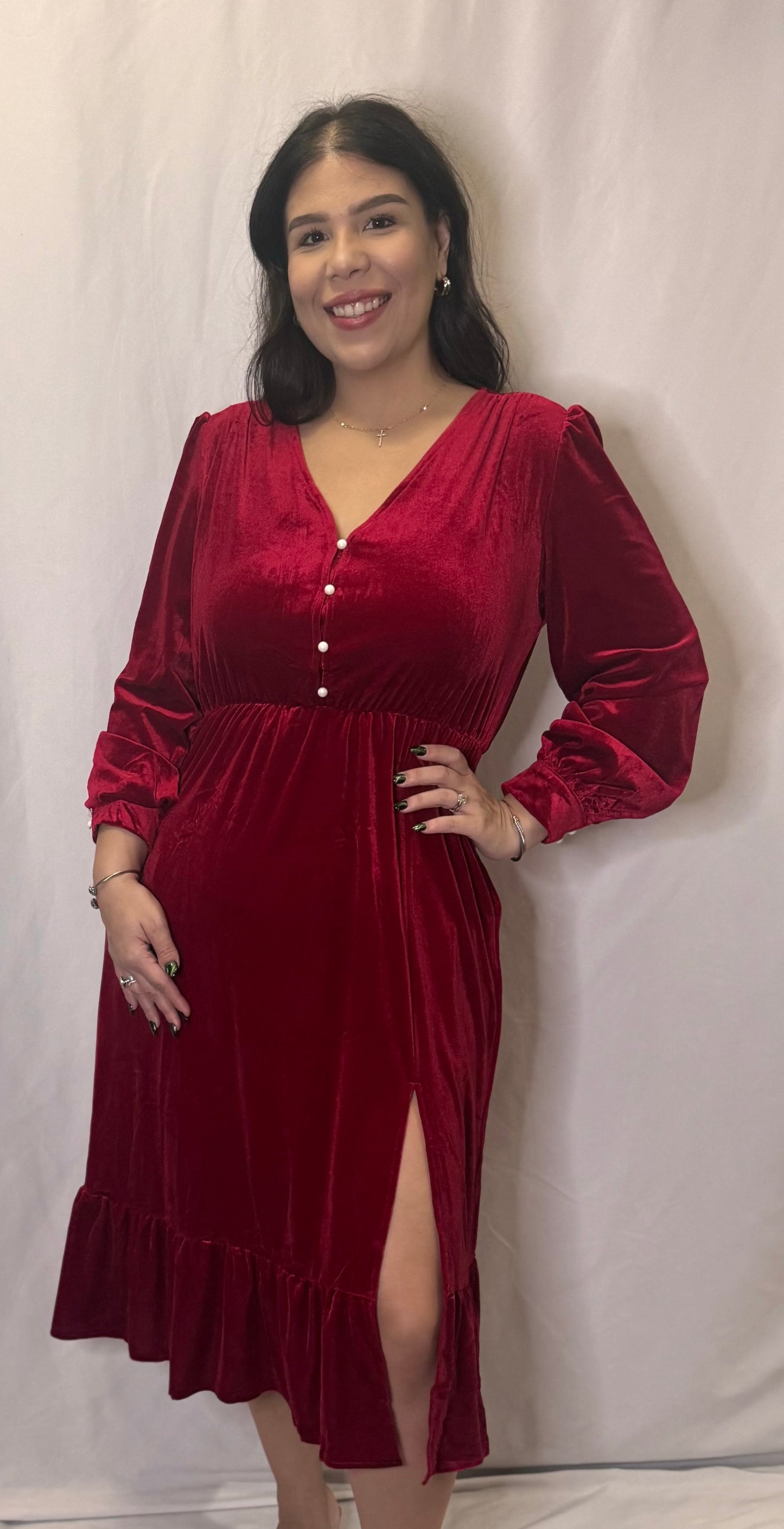 Red velvet dress