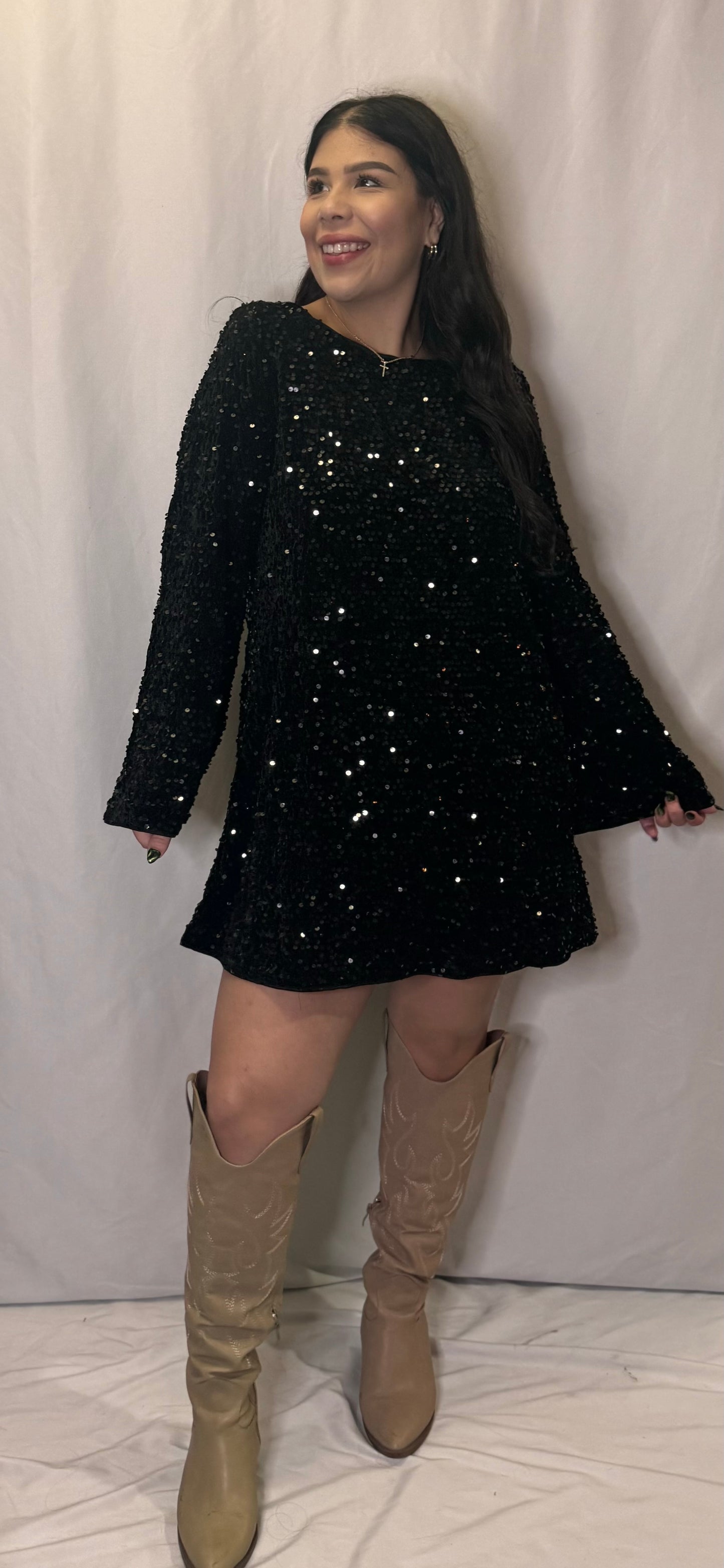 Black Sequin Dress