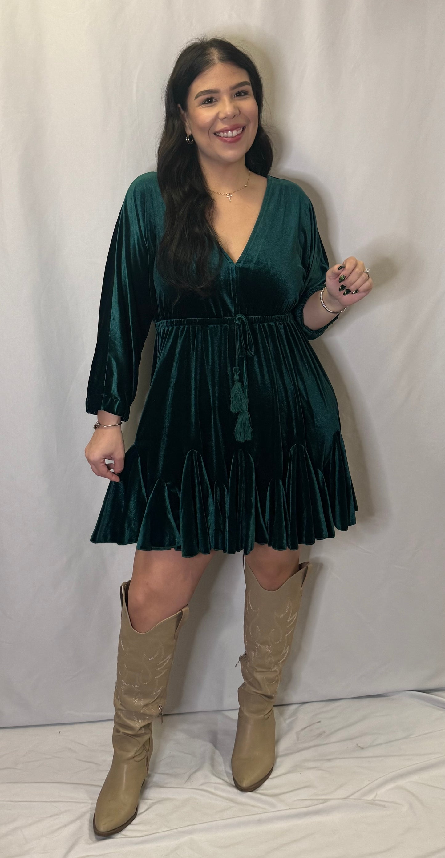 Green Velvet Dress