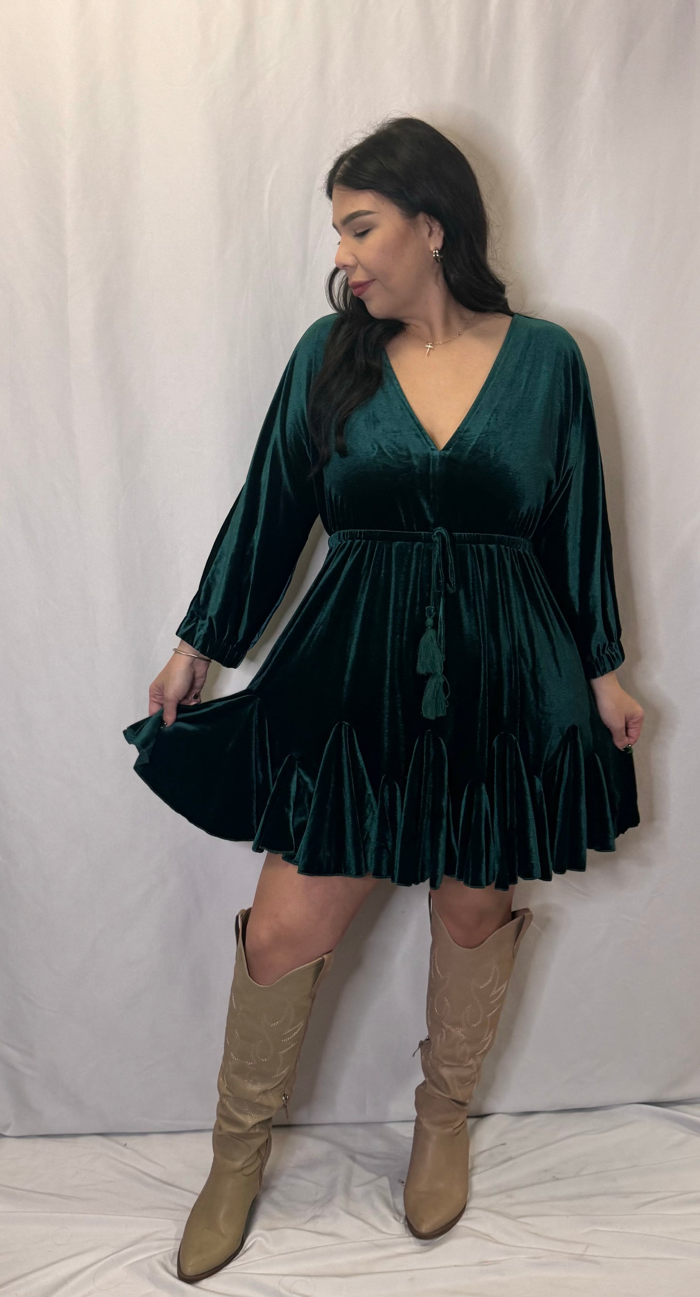 Green Velvet Dress