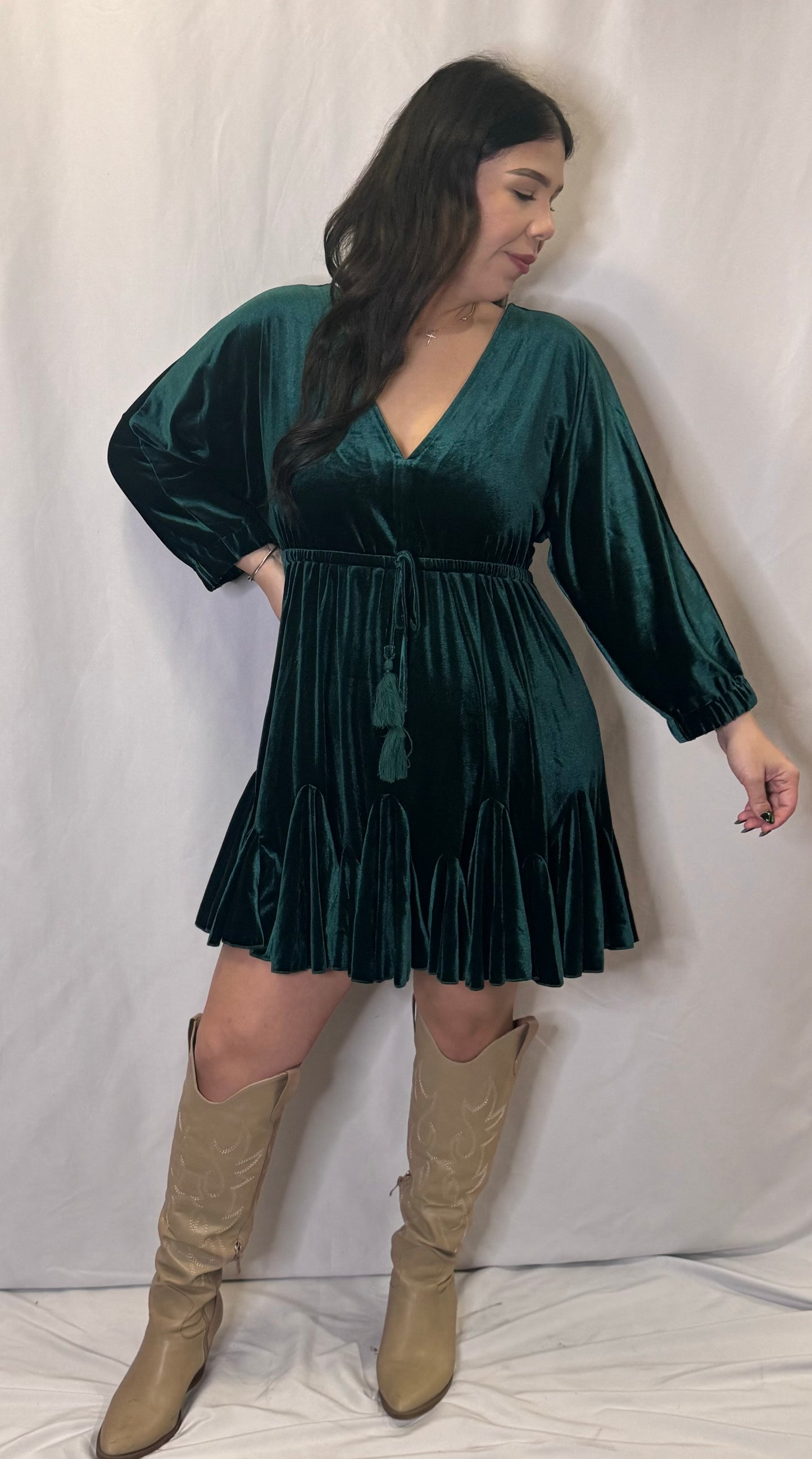 Green Velvet Dress