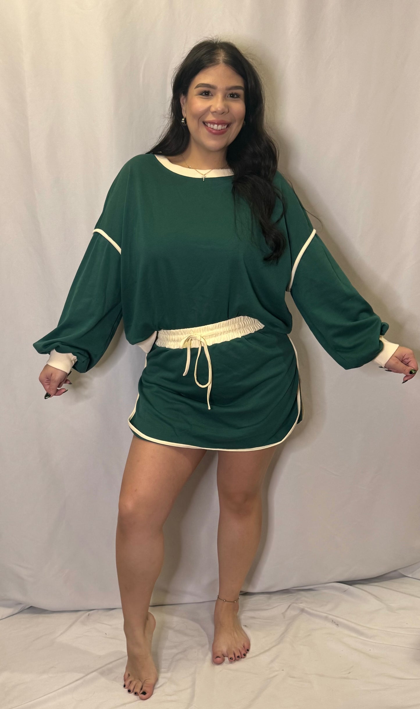 Green Long Sleeve/ Skirt Set