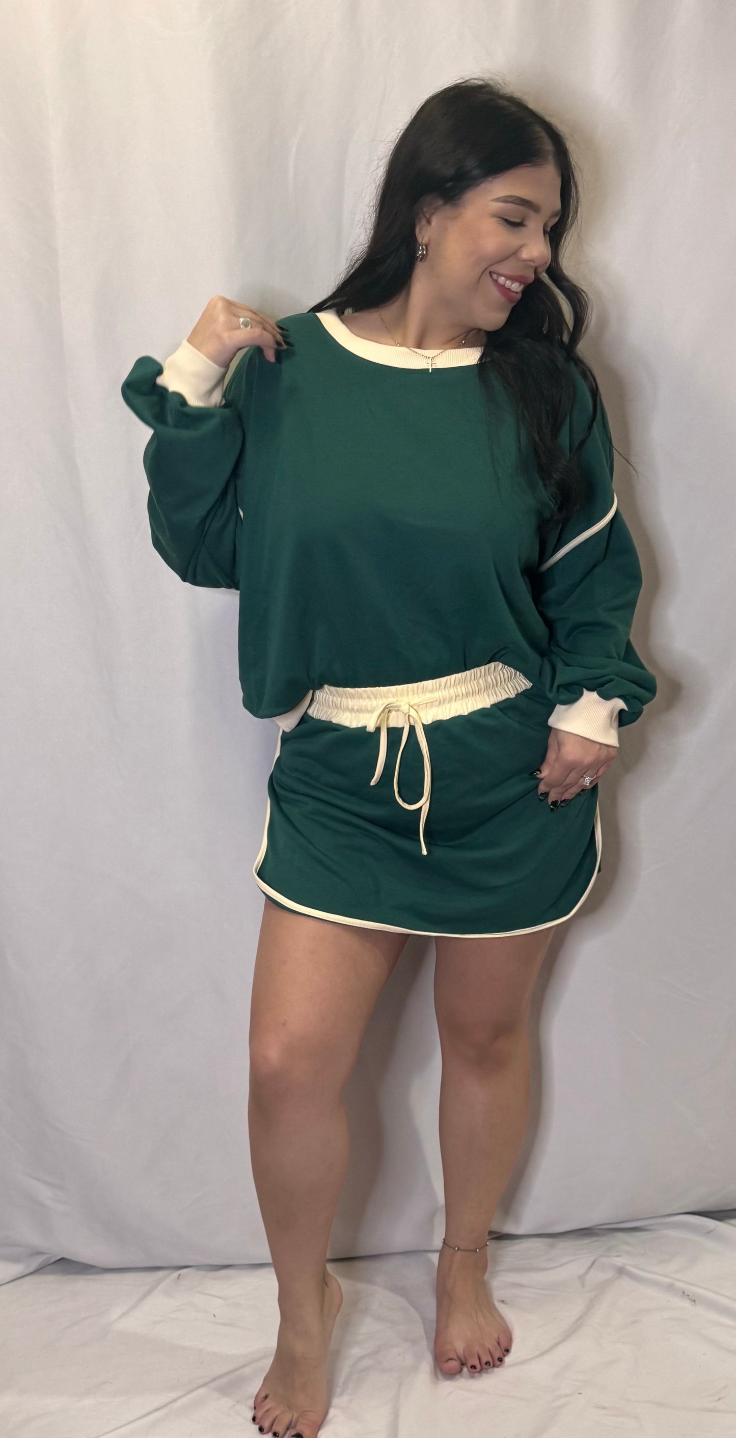 Green Long Sleeve/ Skirt Set