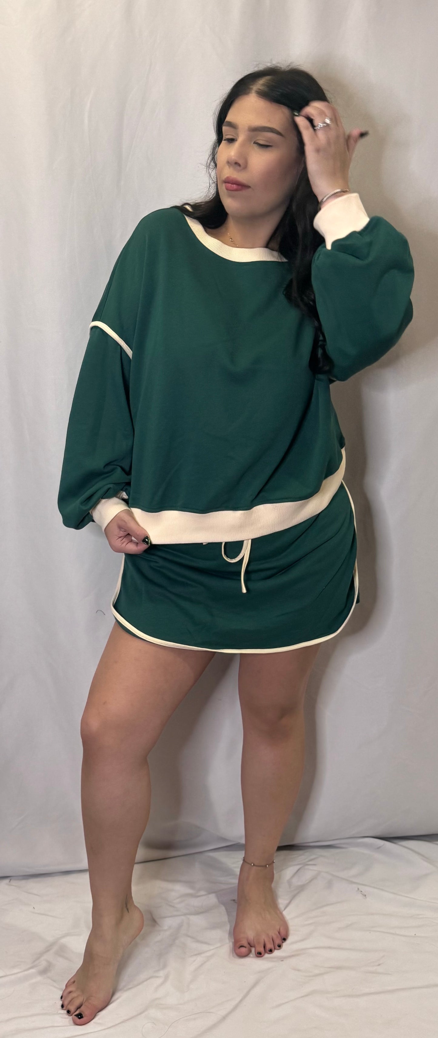 Green Long Sleeve/ Skirt Set