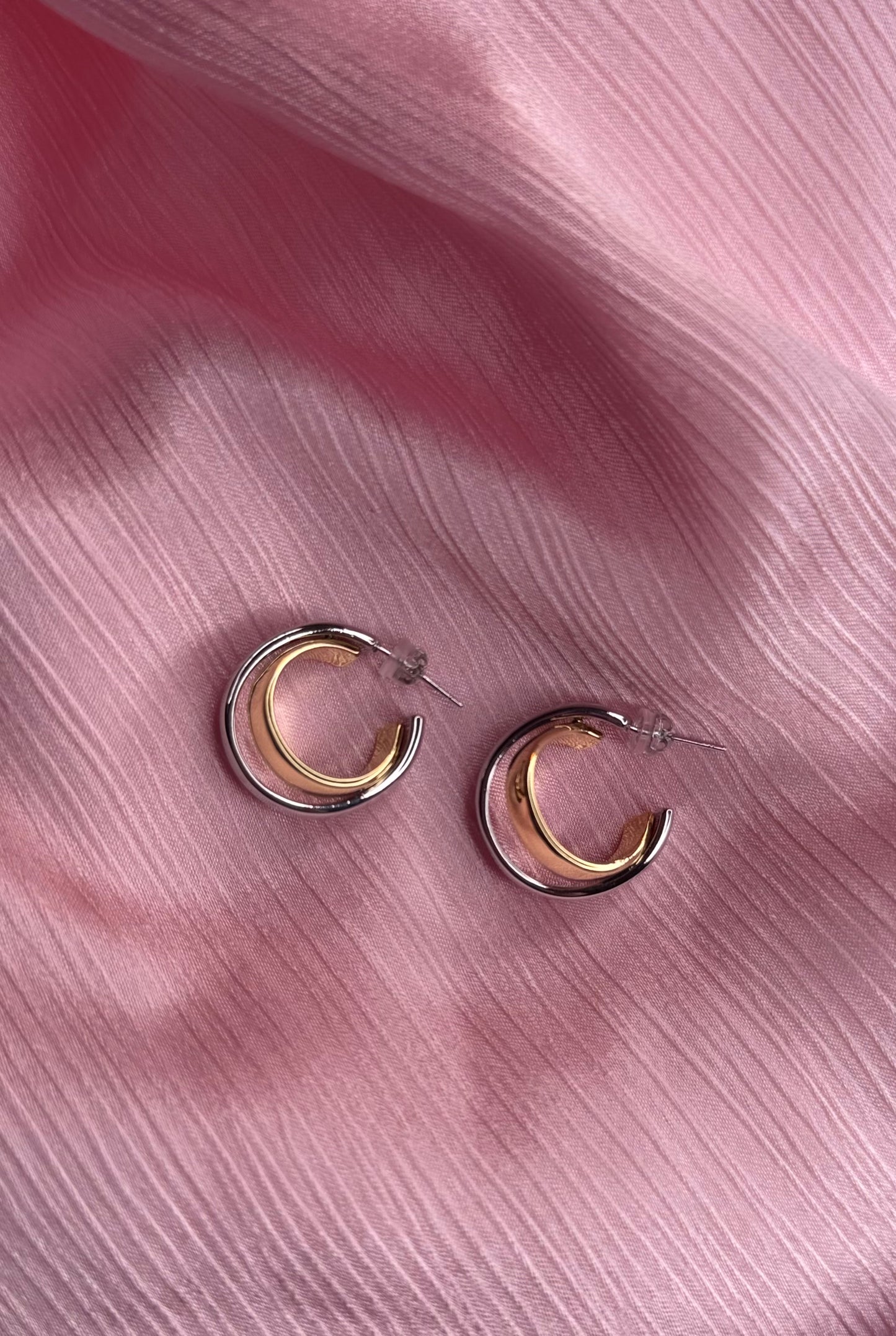 Gold and Silver Medium Hoops