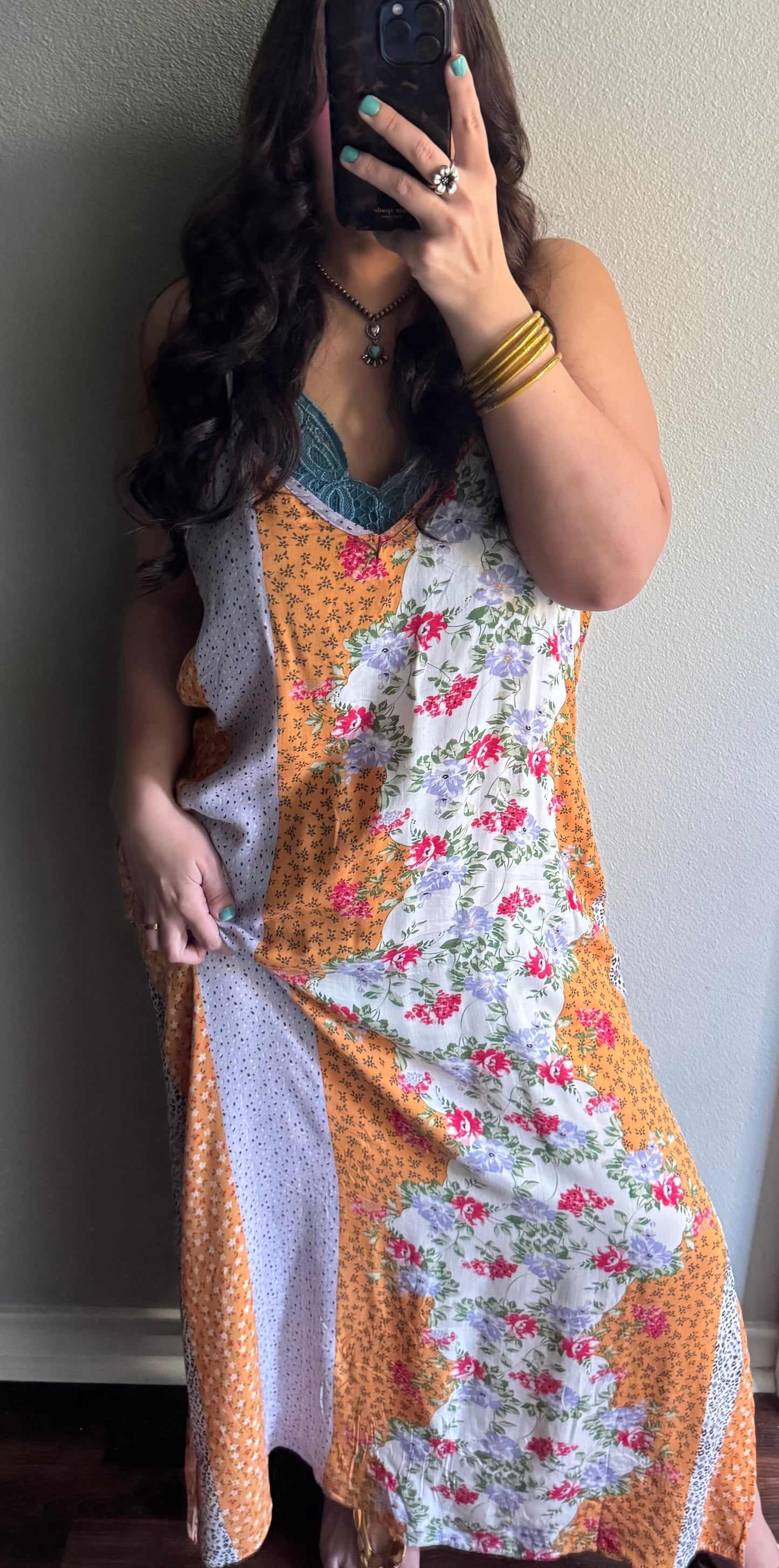 Multi Floral Print Woven Maxi Dress