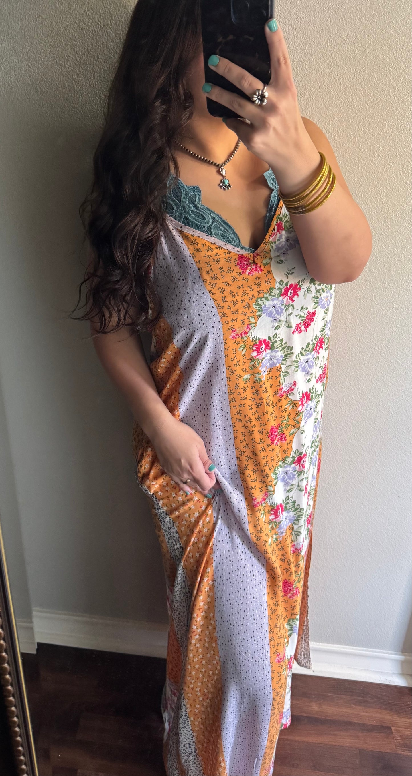 Multi Floral Print Woven Maxi Dress