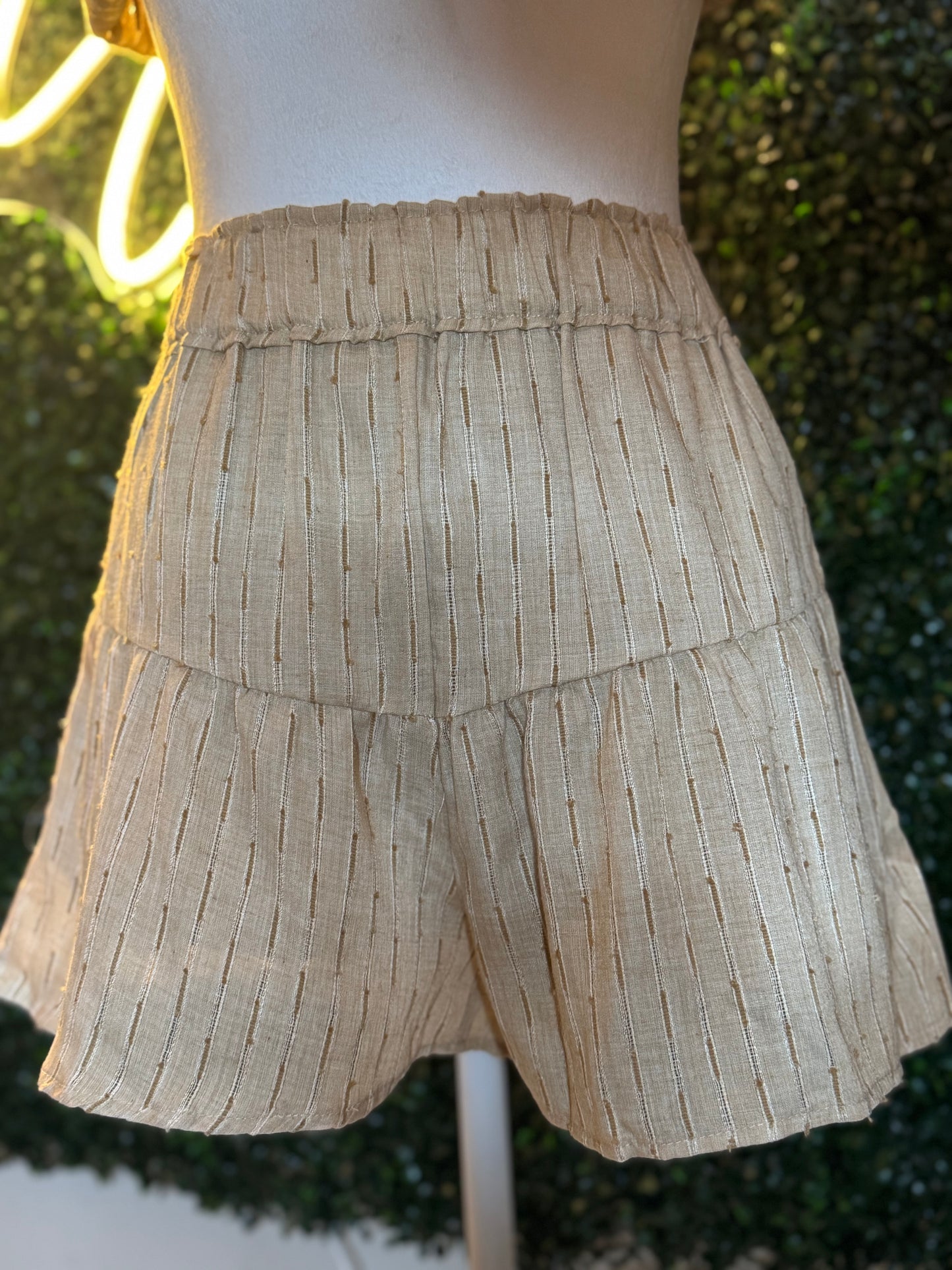 Solid Cotton Woven Cute Top & Shorts Set TAUPE
