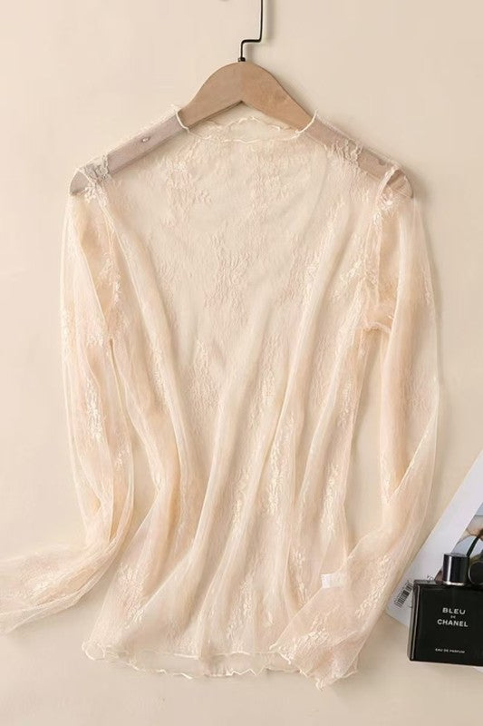 Off-White Lace Mesh Sheer Top