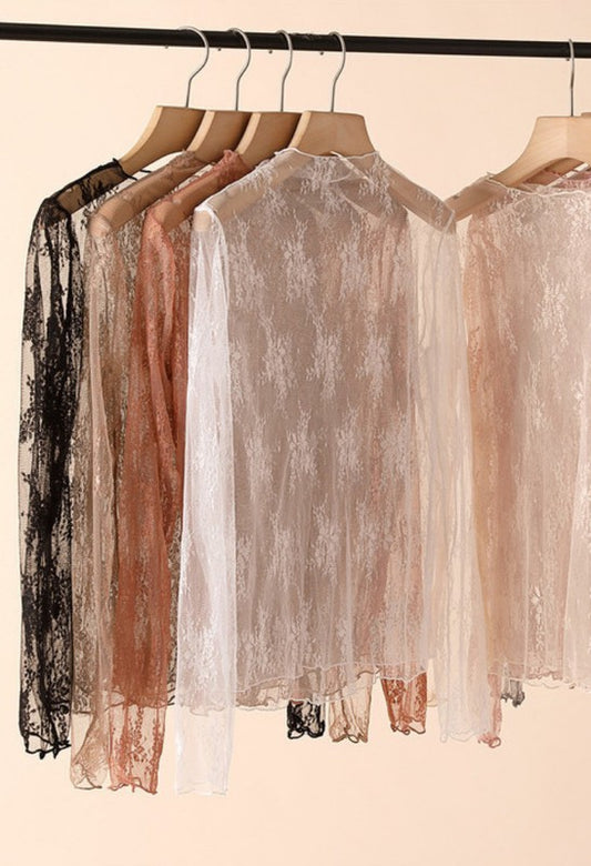 Off-White Lace Mesh Sheer Top