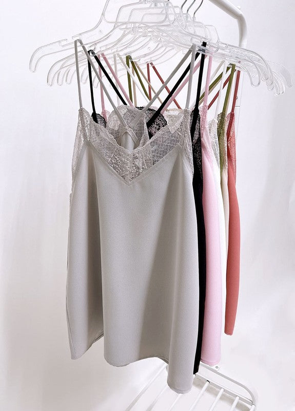 Lace Cami Solid Tank Top