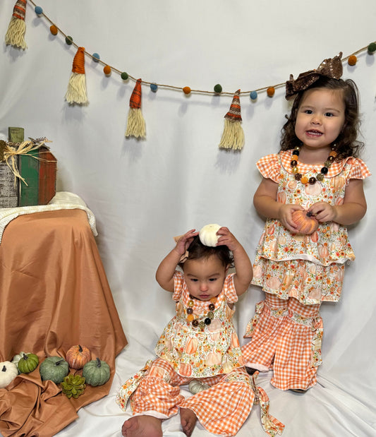 Texas Toddler Pumpkin Top Ruffle Set