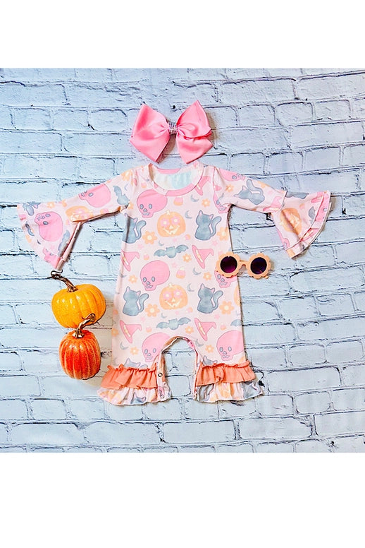 Texas Toddler Washed Pumpkins & Bats baby romper